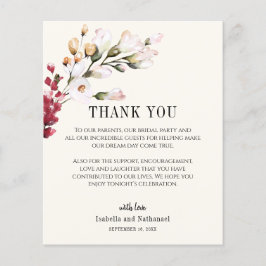 Floral Vielen Dank für Ihre Hochzeitsempfangskarte