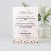 Floral Vielen Dank für Ihre Hochzeitsempfangskarte Dankeskarte (Stehend Vorderseite)