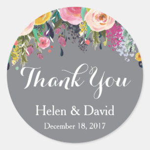 Floral Vielen Dank Gastgeschenk Hochzeit Stickers 
