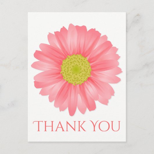 Floral Vielen Dank Gerbera Daisy Pink Blume Postkarte (Vorderseite)