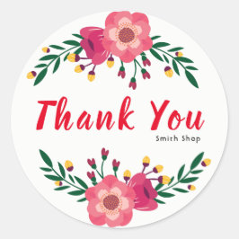 Floral Vielen Dank Individuelle Name Business Ernt Runder Aufkleber