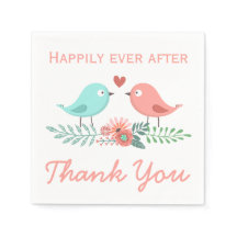 Floral Vielen Dank Lovebirds Blue and Pink Wedding