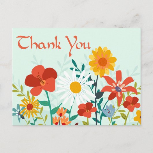 Floral Vielen Dank Minze grüne Wildblumen Postkart Postkarte (Vorderseite)