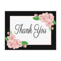 Floral Vielen Dank Pink Blume Black Wedding Party