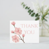 Floral Vielen Dank Pink Cherry Blossom Blume Party Postkarte (Stehend Vorderseite)