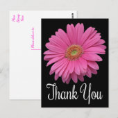 Floral Vielen Dank Pink Gerbera Daisy Blume Black Postkarte (Vorne/Hinten)