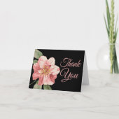 Floral Vielen Dank Pink Lily Blume Black Note Card Dankeskarte (Vorderseite)