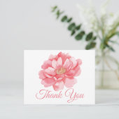 Floral Vielen Dank Pink Peony Blume Peonies Postkarte (Stehend Vorderseite)