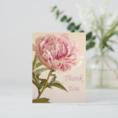 Floral Vielen Dank Pink Peony Blume Postkarte (Stehend Vorderseite)
