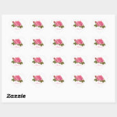 Floral Vielen Dank Pink Rose Blume Hochzeit Herz-Aufkleber (Blatt)