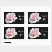 Floral Vielen Dank Pink Rose Blume Schwarze Rose Rechteckiger Aufkleber (Blatt)