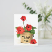 Floral Vielen Dank Red Gerbera Daisy Blume Postkarte (Stehend Vorderseite)