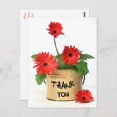 Floral Vielen Dank Red Gerbera Daisy Blume Postkarte (Vorne/Hinten)