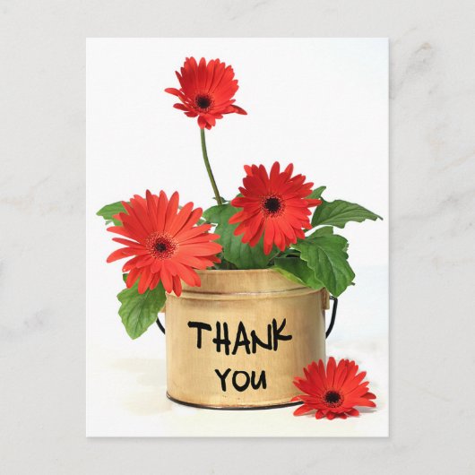 Floral Vielen Dank Red Gerbera Daisy Blume Postkarte (Vorderseite)