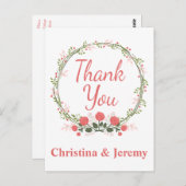 Floral Vielen Dank Rose Blume Wreath Personalisier Postkarte (Vorne/Hinten)
