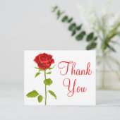 Floral Vielen Dank Rote Rose Blume Hochzeit Romant Postkarte (Stehend Vorderseite)