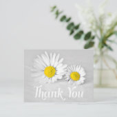 Floral Vielen Dank White Daisies White Blume Gray Postkarte (Stehend Vorderseite)