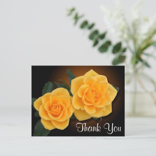 Floral Vielen Dank Yellow Rose Blume Postkarte (Stehend Vorderseite)
