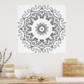 Floral Vine Mandala with Daisy Ring Pattern Art Poster (Küche)