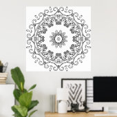 Floral Vine Mandala with Daisy Ring Pattern Art Poster (Heimbüro)
