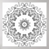 Floral Vine Mandala with Daisy Ring Pattern Art Poster (Vorne)