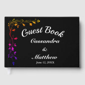 Floral Vines in Neon Black Background Guest Book Gästebuch (Vorderseite)