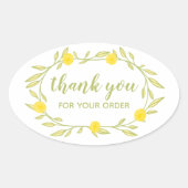 Floral Vines Wreath DANK IHNEN für die Bestellung  Ovaler Aufkleber (Vorderseite)