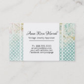 *~* Floral Vintag Blue Polka Dot Blume Visitenkarte (Rückseite)