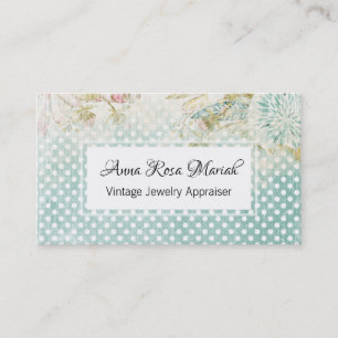 *~* Floral Vintag Blue Polka Dot Blume Visitenkarte