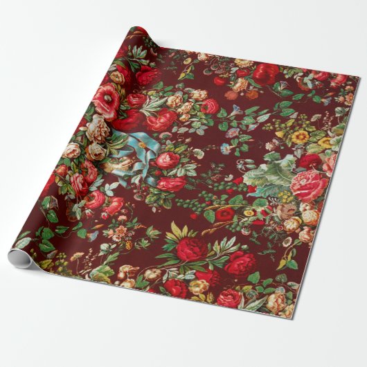 FLORAL VINTAG CHINTZ WRAPPPAPIER GESCHENKPAPIER (Ungerollt)