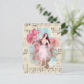 Floral Vintag Fairy Music Ballerina Dancer Postkarte (Stehend Vorderseite)