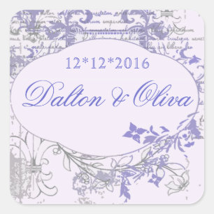 Floral Vintag Lila Fleur Save the Date Hochzeit Quadratischer Aufkleber