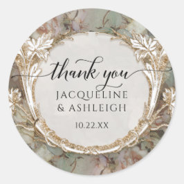 Floral Vintag Mint Rose Gold Script Vielen Dank Runder Aufkleber