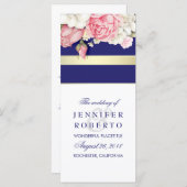 Floral Vintag Navy Gold White Wedding Program Programm (Vorne/Hinten)