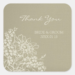 Floral Vintag Vielen Dank Gastgeschenk Hochzeit Ta Quadratischer Aufkleber