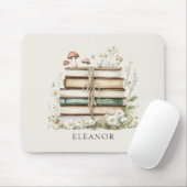 Floral Vintage Books Feminine Personalized Mousepad (Mit Mouse)