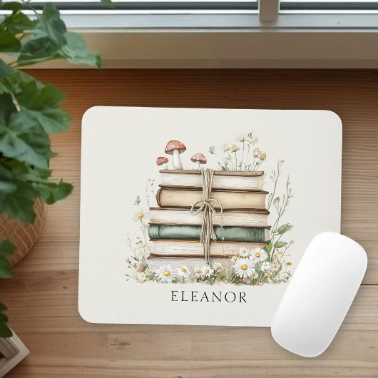 Floral Vintage Books Feminine Personalized Mousepad