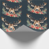 Floral Vintage Christmas Reindeer Geschenkpapier (Ecke)