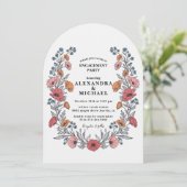 Floral Vintage Engagement Party Invitation Einladung (Stehend Vorderseite)