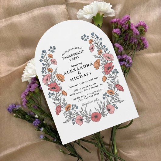 Floral Vintage Engagement Party Invitation Einladung