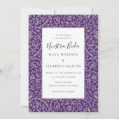 Floral Vintage Purple Nuestra Boda Wedding Einladung (Vorderseite)