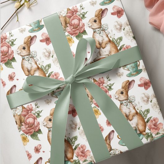 Floral Vintage Rabbits | Easter Wrapping Paper Geschenkpapier