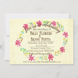 Floral Vintage Wedding Einladung