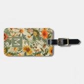 Floral Vintages Monogramm Gepäckstück Gepäckanhänger (Vorderseite horizontal)