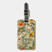 Floral Vintages Monogramm Gepäckstück Gepäckanhänger (Vorderseite vertikal)
