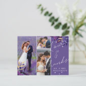 Floral Violet Hochzeit Vielen Dank Foto Postkarte (Stehend Vorderseite)