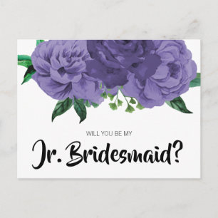 Floral Violet Lila Junior Bridesmaid Postkarte
