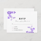 Floral Violet RSVP Karte (Vorne/Hinten)