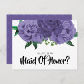 Floral Violett Lila Seien Sie meine Trauzeugin Pos Einladungspostkarte (Vorne/Hinten)