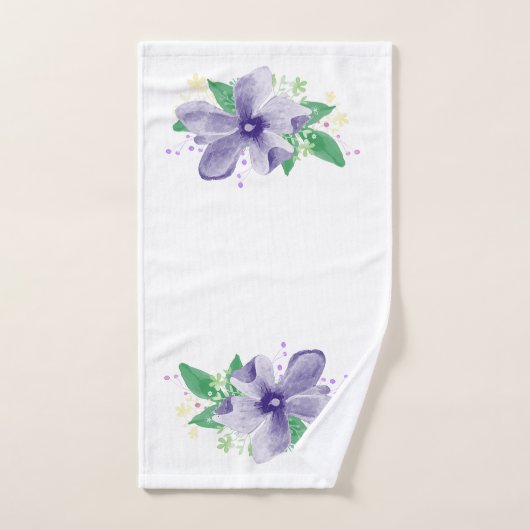 Floral Violett Orchid auf weiß Badhandtuch Set (Handtuch)